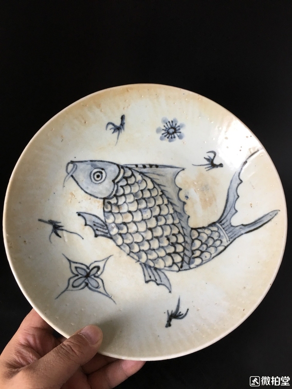 古玩陶瓷魚藻紋青花盤拍賣,當(dāng)前價(jià)格2988元