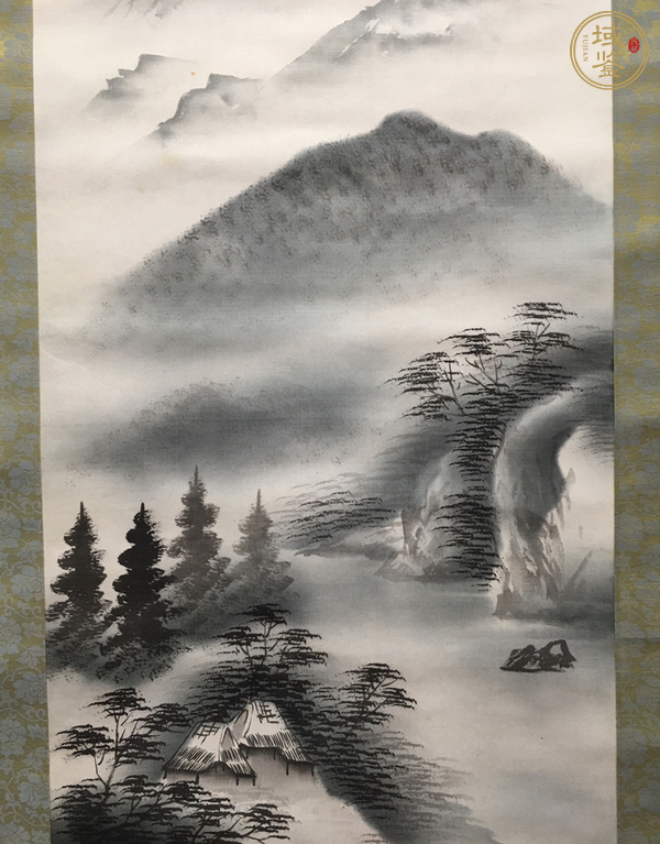 古玩字畫高峰水墨山水立軸真品鑒賞圖