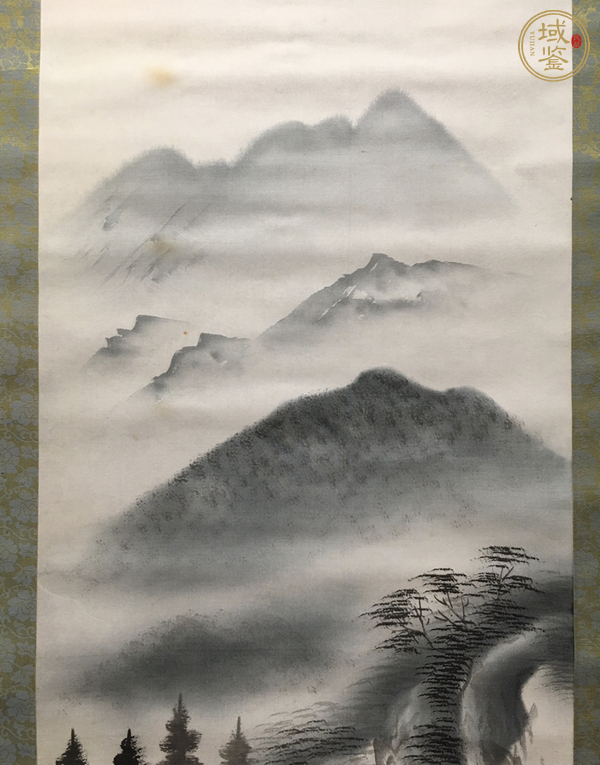 古玩字畫高峰水墨山水立軸真品鑒賞圖