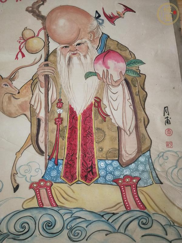 古玩字畫壽星真品鑒賞圖