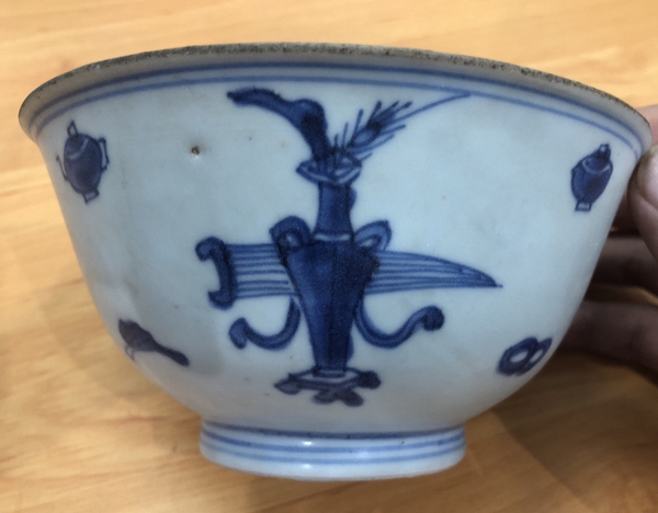 古玩陶瓷青花博古紋碗拍賣(mài)，當(dāng)前價(jià)格1600元