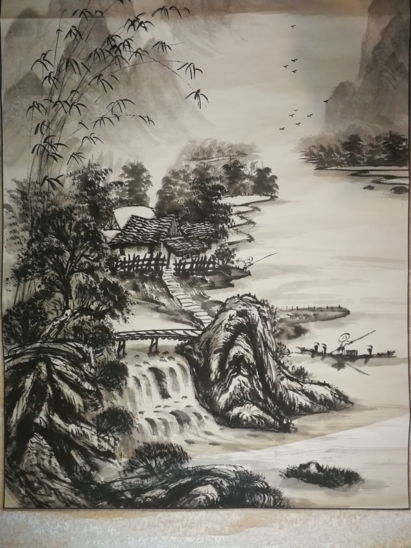 古玩字畫德福漓江煙雨圖拍賣,當前價格850元