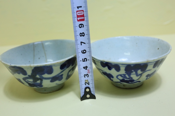 古玩陶瓷青花小碗一對(duì)拍賣，當(dāng)前價(jià)格169元