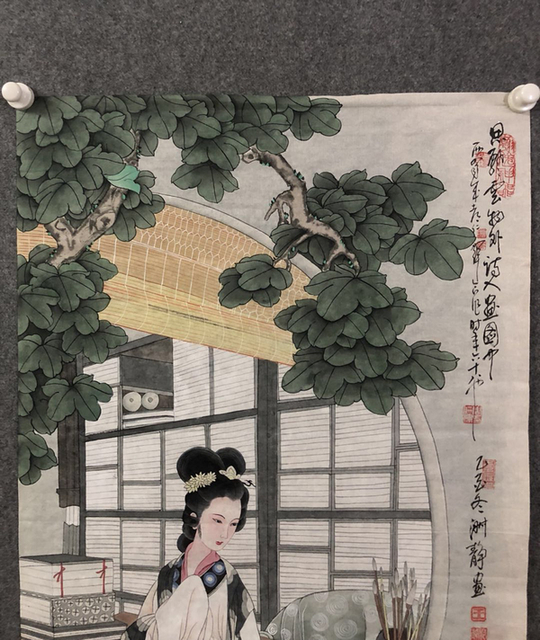 古玩字畫名家周仁輝收藏級精品工筆美人圖拍賣,當(dāng)前價格888元