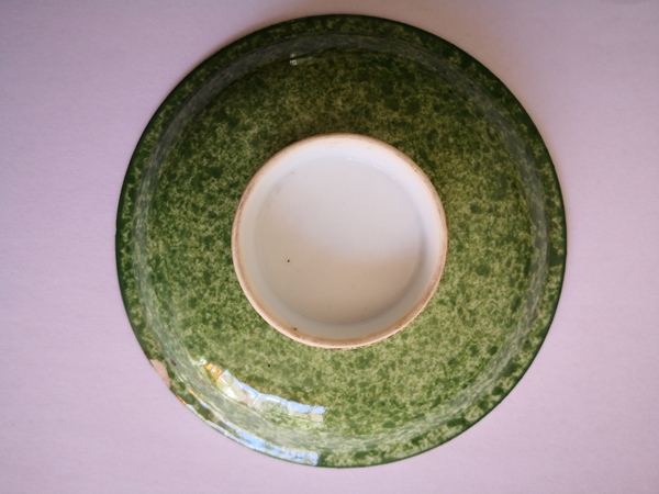 古玩陶瓷清代青花山水紋綠釉盤拍賣，當前價格600元
