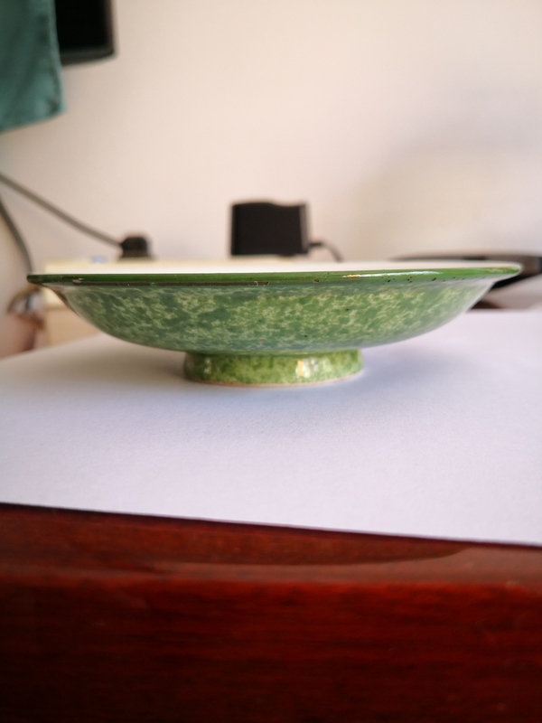 古玩陶瓷清代青花山水紋綠釉盤拍賣，當前價格600元
