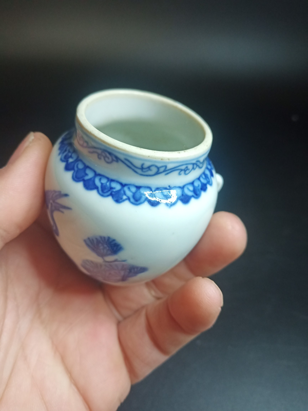 古玩陶瓷青花松鶴紋鳥食罐拍賣，當前價格1666元