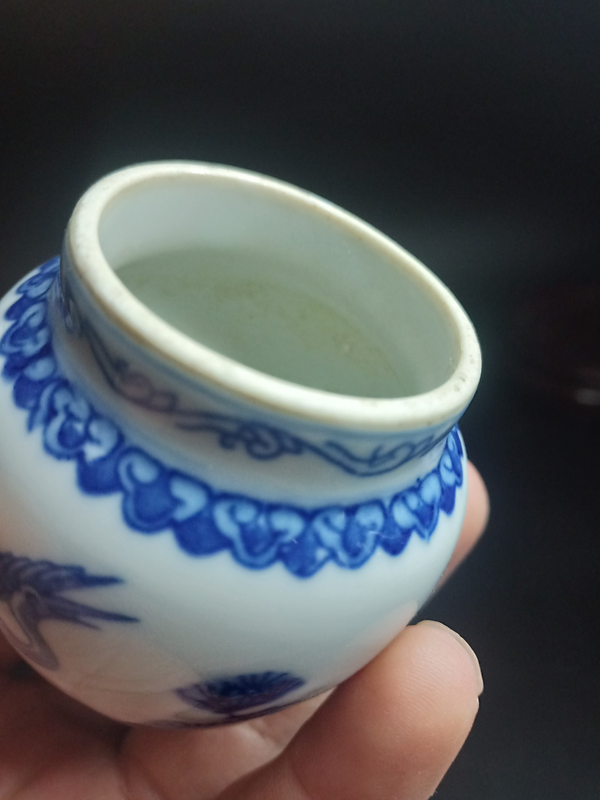 古玩陶瓷青花松鶴紋鳥食罐拍賣，當前價格1666元