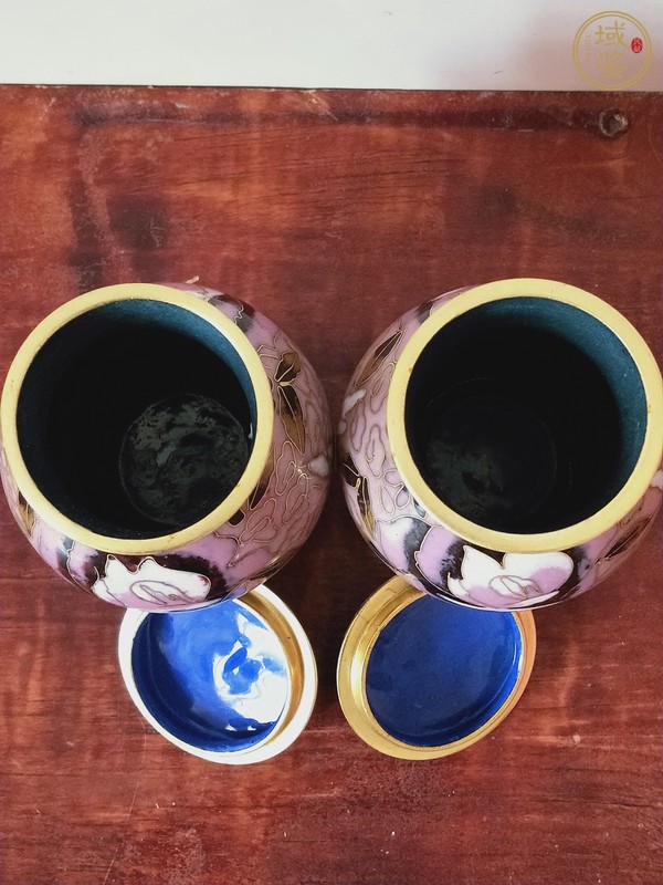 古玩陶瓷創匯·銅胎掐絲琺瑯花卉紋小蓋瓶一對真品鑒賞圖