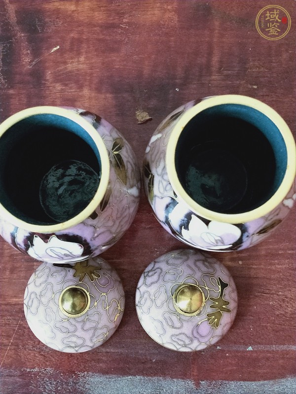 古玩陶瓷創匯·銅胎掐絲琺瑯花卉紋小蓋瓶一對真品鑒賞圖