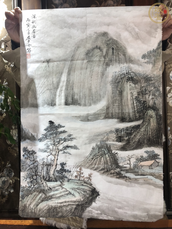 古玩字畫左月丹山水真品鑒賞圖