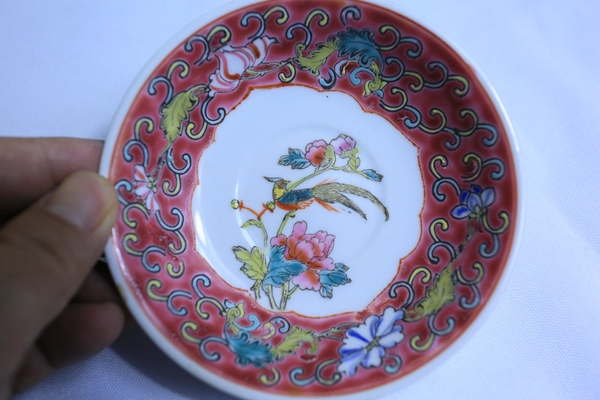 古玩陶瓷粉彩花鳥花卉紋碗一對(duì)拍賣，當(dāng)前價(jià)格198元