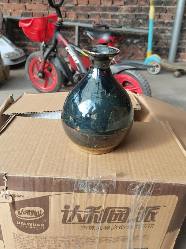 古玩陶瓷磁州窯窯變黑釉玉壺春瓶,漂亮拍賣,當前價格999元