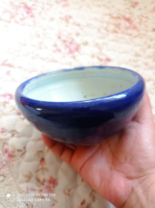 古玩陶瓷清代藍(lán)釉缽式香爐拍賣(mài)，當(dāng)前價(jià)格650元