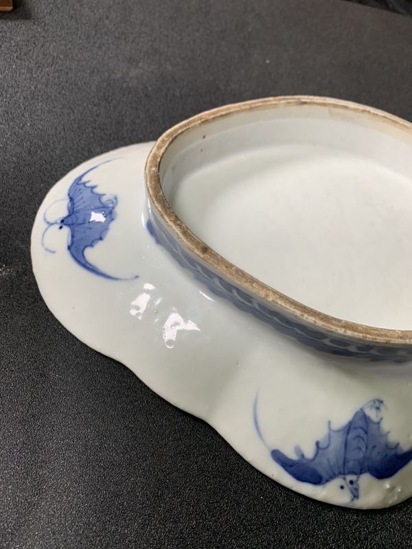 古玩陶瓷已有域鑒保真:清晚花釉里紅供盤拍賣,當前價格8888元