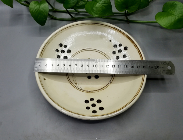 古玩陶瓷元代磁州窯點彩梅紋盤拍賣,當前價格980元