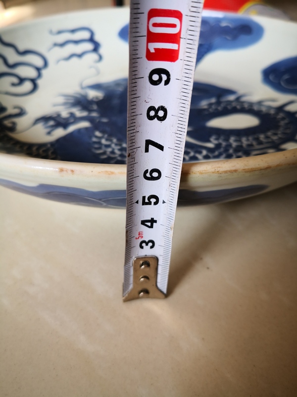 古玩陶瓷雍正青花過墻龍盤拍賣，當前價格10000元