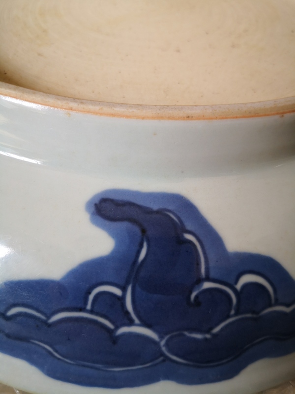 古玩陶瓷雍正青花過墻龍盤拍賣，當前價格10000元