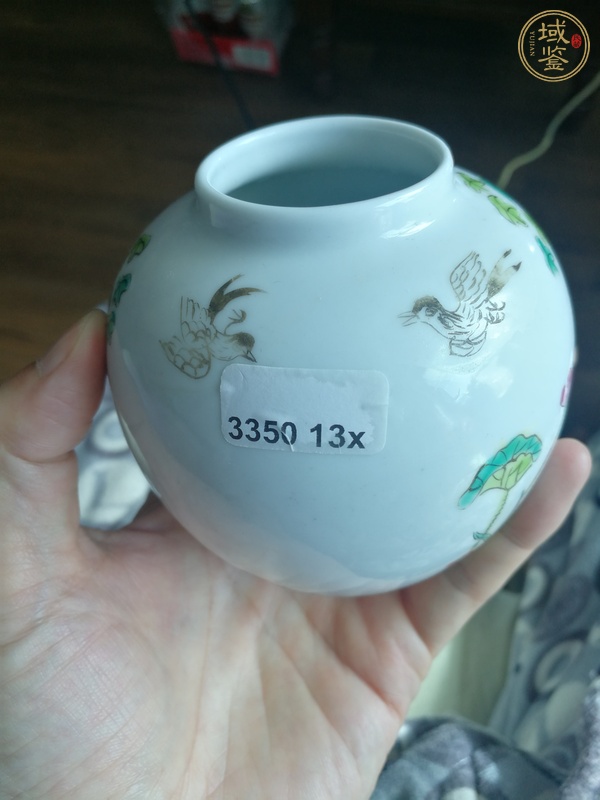 古玩陶瓷粉彩花鳥紋罐真品鑒賞圖