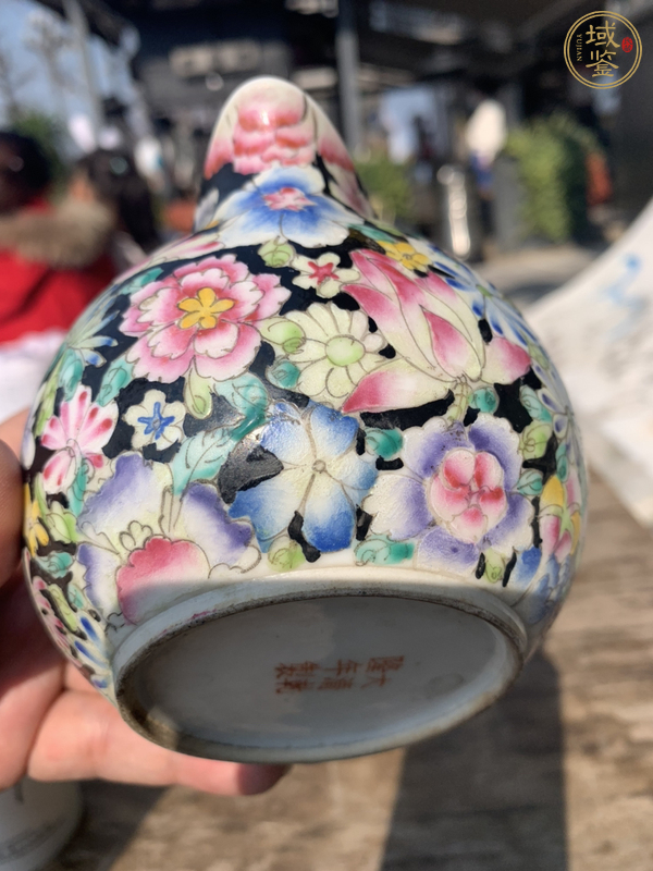 古玩陶瓷粉彩百花不露地茶壺真品鑒賞圖