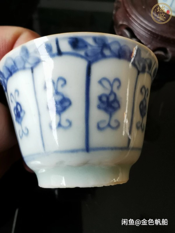 古玩陶瓷青花花卉紋小杯一對真品鑒賞圖