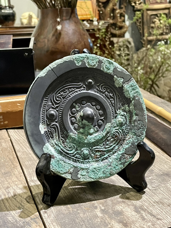 古玩銅器漢代四乳四虺紋鏡拍賣,當前價格3600元