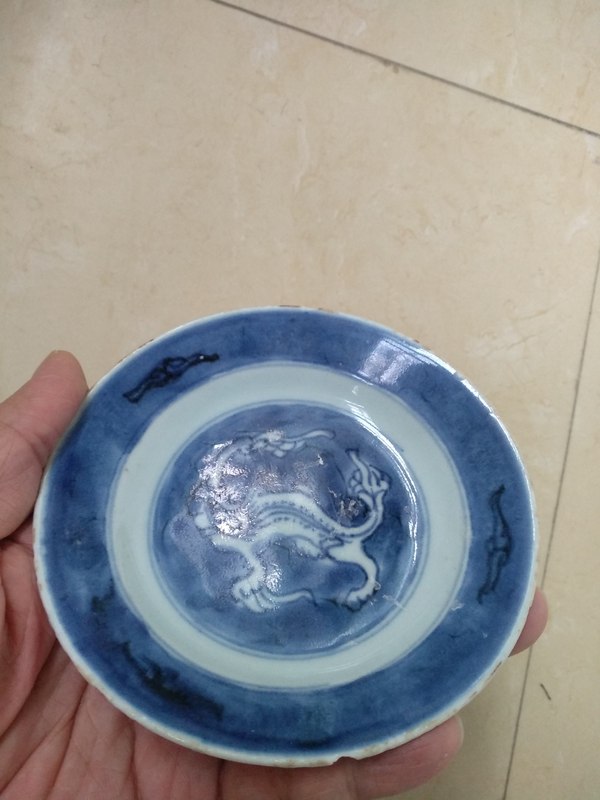 古玩陶瓷【實物保真】清.康熙.青花獅子紋折沿盤拍賣,當前價格999元