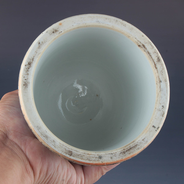 古玩陶瓷【*2386】清中期 青花江崖海水二龍戲珠油燈拍賣,當前價格15000元