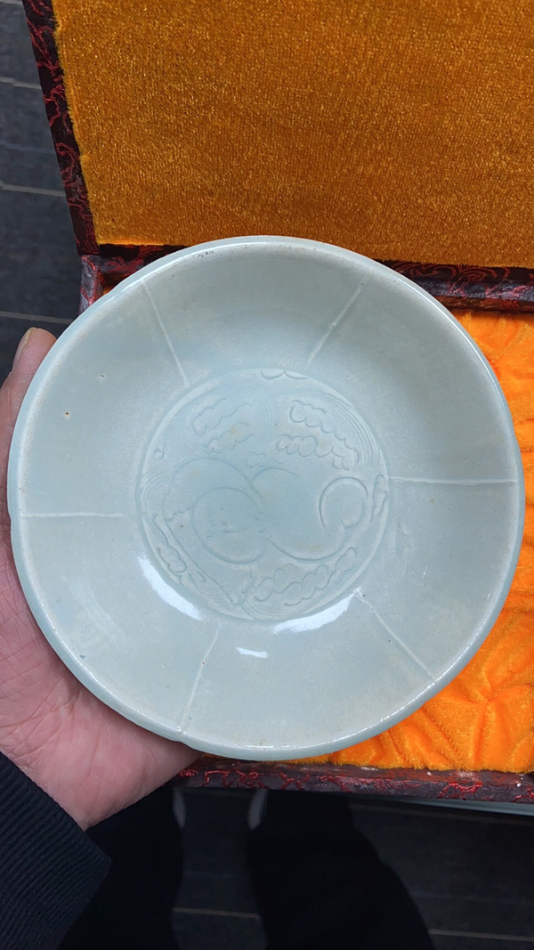 古玩陶瓷南宋青白瓷刻劃嬰戲圖折沿花口洗拍賣，當(dāng)前價格58888元