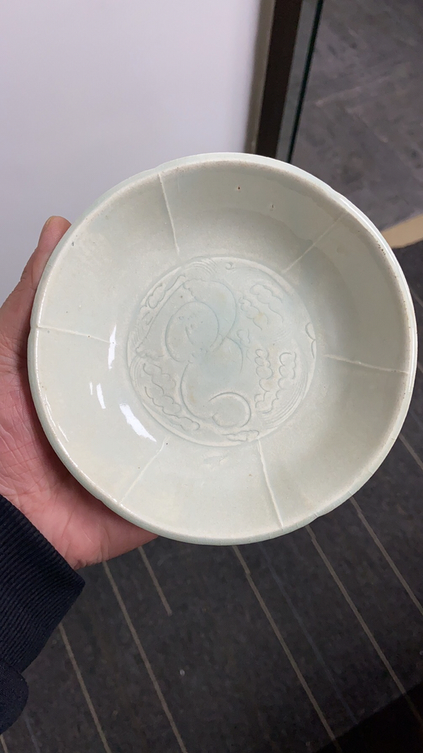 古玩陶瓷南宋青白瓷刻劃嬰戲圖折沿花口洗拍賣，當(dāng)前價格58888元