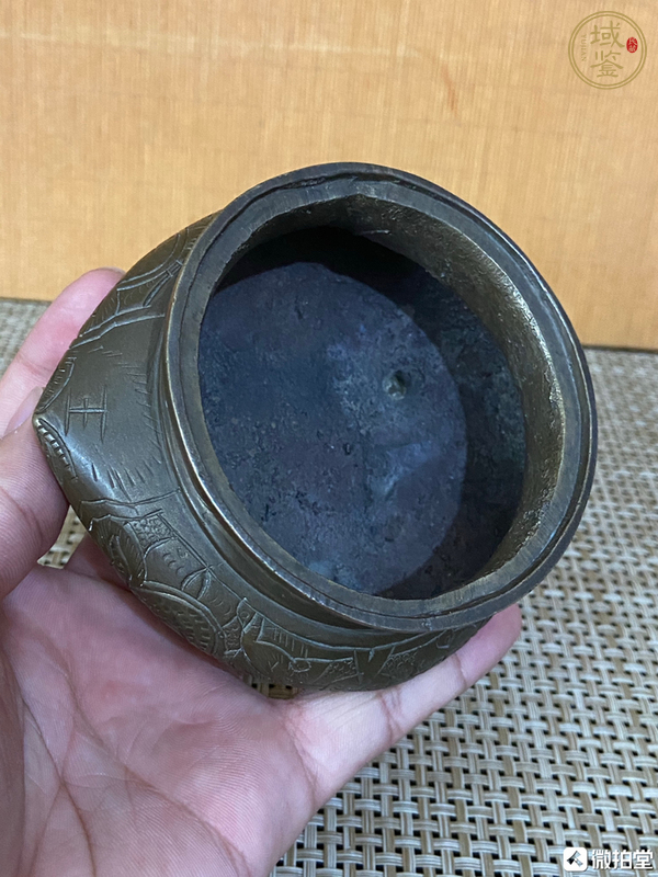 古玩銅器宣德款高足香薰真品鑒賞圖