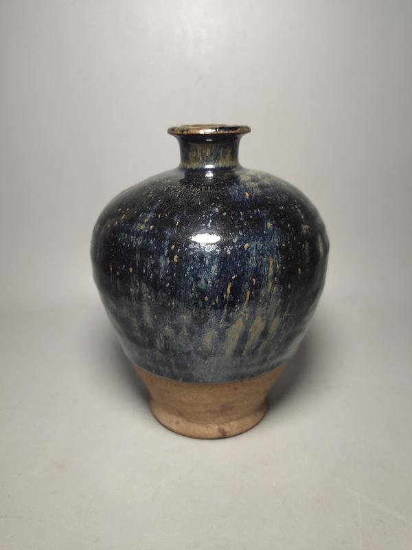 古玩陶瓷金元磁州窯兔毫釉梅瓶(藍(lán)豪)拍賣(mài),當(dāng)前價(jià)格5500元