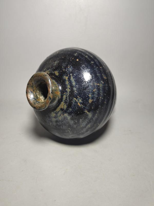 古玩陶瓷金元磁州窯兔毫釉梅瓶(藍(lán)豪)拍賣(mài),當(dāng)前價(jià)格5500元