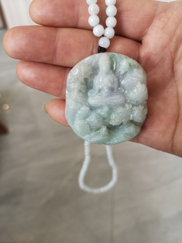 古玩玉器翡翠觀音牌拍賣,當前價格889元