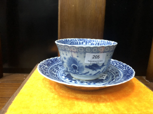 古玩轉賣（精品）清代年制四字雙行款魚藻紋青花杯盤拍賣，當前價格0元