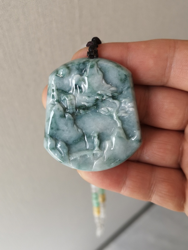 古玩玉器翡翠山水牌拍賣,當前價格678元