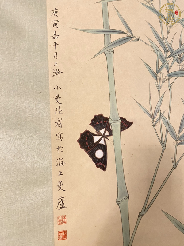 古玩字畫(huà)陸眉款花鳥(niǎo)真品鑒賞圖