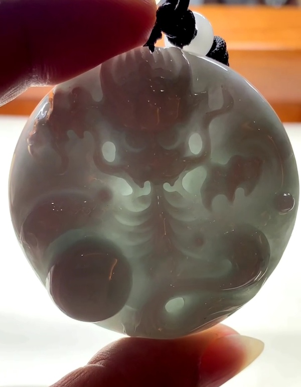 古玩玉器翡翠圓龍牌拍賣,當前價格567元