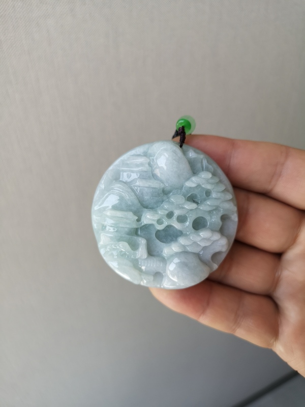 古玩玉器翡翠山水牌拍賣,當前價格580元