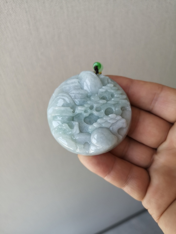 古玩玉器翡翠山水牌拍賣,當前價格580元