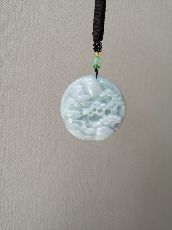 古玩玉器翡翠山水牌拍賣,當前價格580元