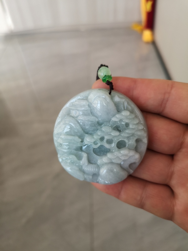 古玩玉器翡翠山水牌拍賣,當前價格580元