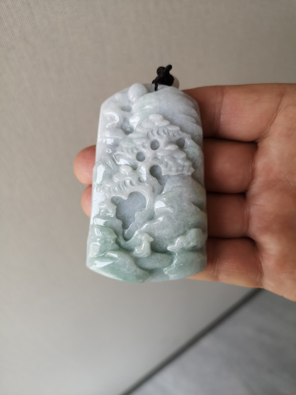 古玩玉器翡翠山水牌拍賣,當(dāng)前價(jià)格680元