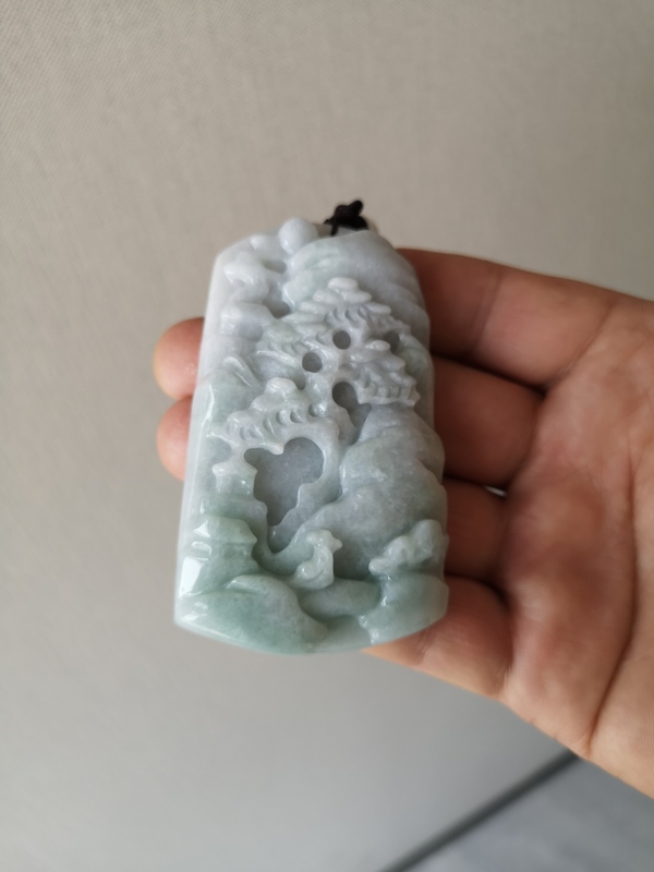 古玩玉器翡翠山水牌拍賣,當(dāng)前價(jià)格680元