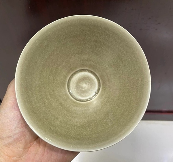 古玩陶瓷宋代,耀州窯,青瓷斗笠盞拍賣,當前價格5555元