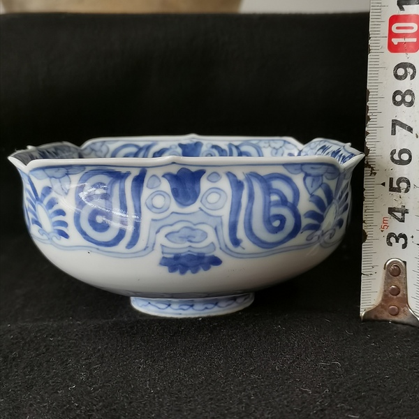 古玩陶瓷【五良大甫】晚清民國 四方窩角青花碗拍賣,當前價格1290元
