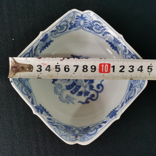 古玩陶瓷【五良大甫】晚清民國 四方窩角青花碗拍賣,當前價格1290元