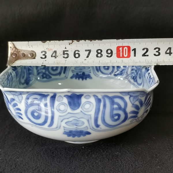 古玩陶瓷【五良大甫】晚清民國 四方窩角青花碗拍賣,當前價格1290元