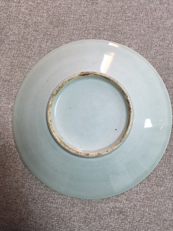 古玩陶瓷清中期細(xì)路青纏枝蓮紋大盤拍賣，當(dāng)前價格3980元