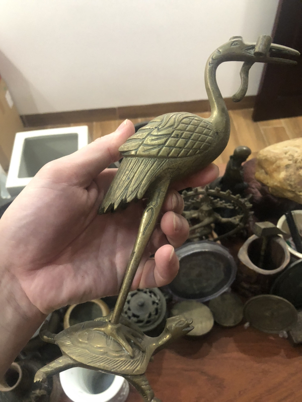 古玩雜項龜鶴齊壽擺件拍賣，當前價格199元